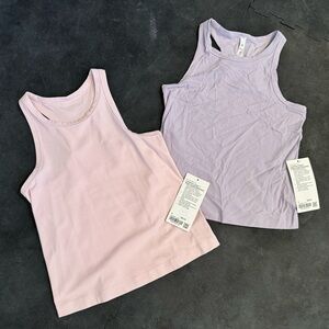lululemon * 8 * SET OF 2 align waist length racerback tank pink purple nulu